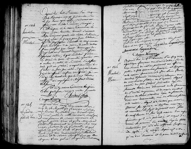 Acte de naissance de HERMELOU Pierre Jean Michel (29 octobre 1796),acte de naissance de LEGENDRE Félicité Luce (30 octobre 1796),acte de naissance de MOULIN Marie (28 octobre 1796).