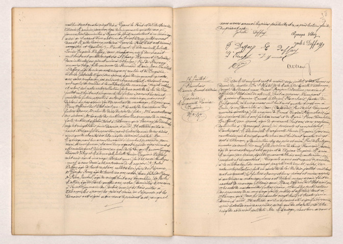Acte de mariage de VITRY Georges Léopold et DEFFAY Juliette Louise Eugénie (16 Juillet 1907), PLANCHAIS Maurice Ernest Adrien et GASNIER Marguerite Louise Eugénie (16 Juillet 1907).
