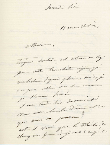 Lettre autographe signée de la femme de lettres Louise Colet sur ses œuvres dramatiques au comédien Louis Fortuné Adolphe Laferrière [1873].