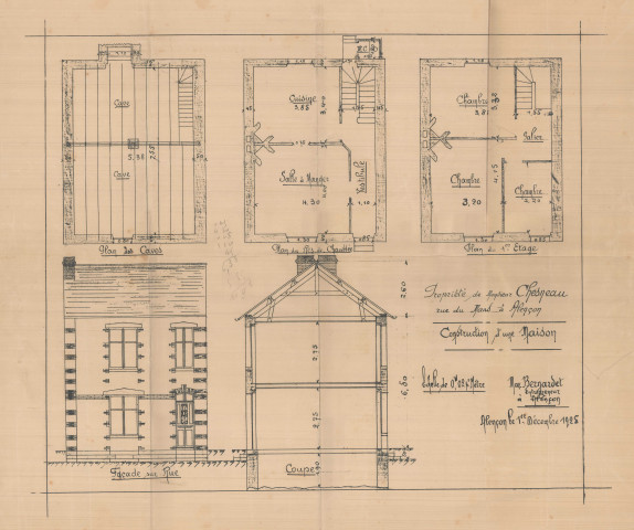 permis de construire n°3, Construction d'une maison d'habitation Rue du Mans Alençon, (date de décision : 22/06/1925), (auteur du projet, architecte : BERNARDET (Entrepreneur)).