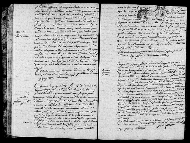 Acte de naissance de GASNIER Louis Victor (2 mai 1794),acte de naissance de GRAVELLE Pierre Gustin (3 mai 1794),acte de naissance de GARNIER Marie Marthe (4 mai 1794).