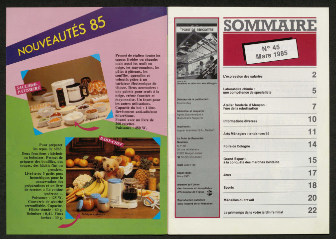 Le Point de rencontre Moulinex n°45 ( mars 1985)