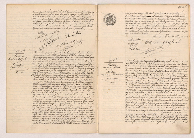Acte de mariage de MARTIN Henri Jean Baptiste veuf de DELADERIERE et BIGNON Louise Marie Alexandrine, veuve SEMPE (09 novembre 1910), Acte de mariage de MENAGER René Emile Jules et CHARTIER Berthe Léonide (18 novembre 1910), Acte de mariage de GUERIN Auguste Albert et MOTTIER Augustine Françoise Véronique (18 novembre 1910).