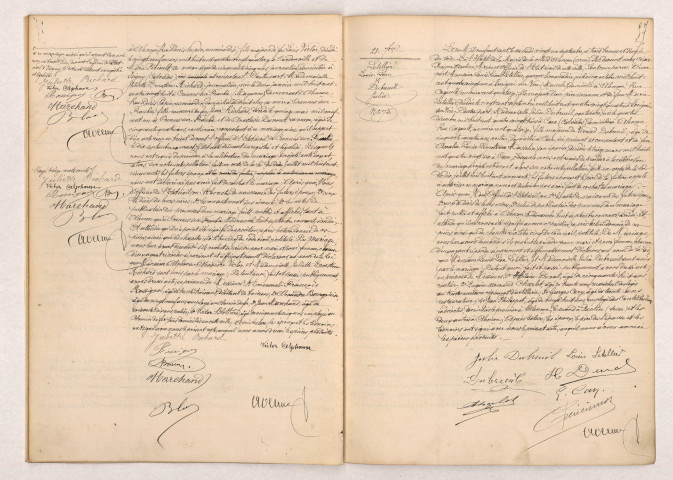Acte de mariage de VICTOR Alphonse Alexandre et RICHARD Juliette Ernestine (21 Septembre 1907), LETELLIER Louis Léon et DUBREUIL Julia (21 Septembre 1907).