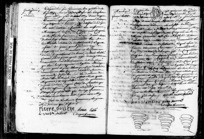 Acte de naissance de GOUEL Jean Edouard (26 mars 1796),acte de naissance de MARCHAND François Battide (25 mars 1796).