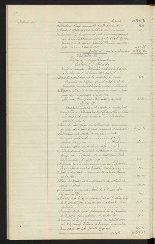 Comptabilité de la ville, budget supplémentaire de 1919, rapport