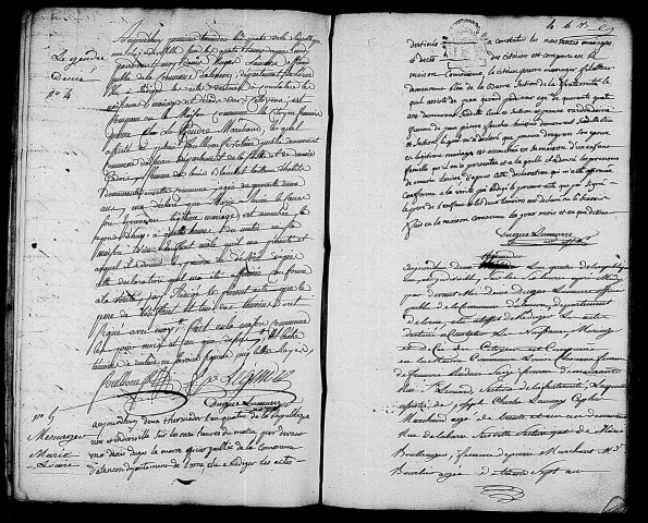 Acte de naissance de LEGENDRE Désiré (19 juillet 1796),acte de naissance de MENAGER Marie Louise (20 juillet 1796),acte de naissance de CHAUMONT Victor enfant naturel (20 juillet 1796).