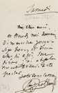 Lettre autographe signée de l'écrivain Amédée de Rolland à l'acteur Adolphe Laferrière [mars 1861] .