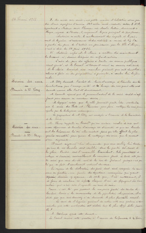 Ecoles, projets de construction et d'agrandissement, création de ressources. Service des eaux, demande de M. Vittoz. Service des eaux, demande de M. Fleury