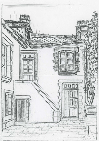 Dessin de l'arrière cour du 51 rue Cazault, Léon Messager (copie).