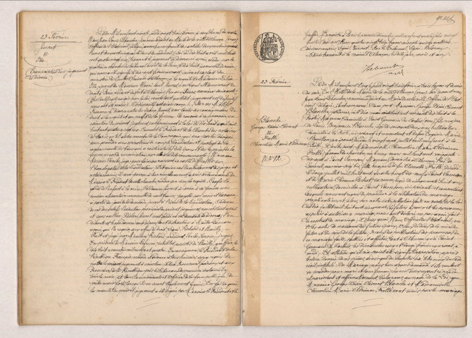 Transcription du jugement de divorce de JEUNET Henri Paul et de IDE Leulia, acte de mariage de BLANCHE Georges Désiré Clément et FRETTET Clémentine Marie (23 février 1905)