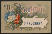 Arçonnay (Sarthe), Un bonjour d'Arçonnay, carte postale ancienne noir et blanc n°3, éditions d'art Marco, Lavallois (Seine) véritable photo, sd, (14x9), acquisition 2021, AMA.