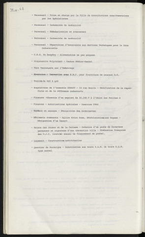 Sommaire sur les affaires à délibérer.