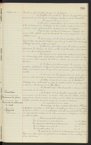 Arbres, demande d'abatage d'un arbre rue de Lancrel, demande de Mr JUIGNET demeurant rue de Lancrel n°111 . Cimetières Notre Dame, St Léonard, Monsort, creusement des fosses, demande de relèvement de tarif, rapport