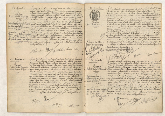 Acte de naissance de THÉRY Marie Louise Julia (16 décembre 1917), Acte de naissance de POUPET Thérèse Jeanne Germaine Paule France Marie (17 décembre 1917), Acte de naissance de VAUTIER Marie Thérèse Françoise (16 décembre 1917), Acte de naissance de BAROUX Robert Auguste Fernand (20 décembre 1917).