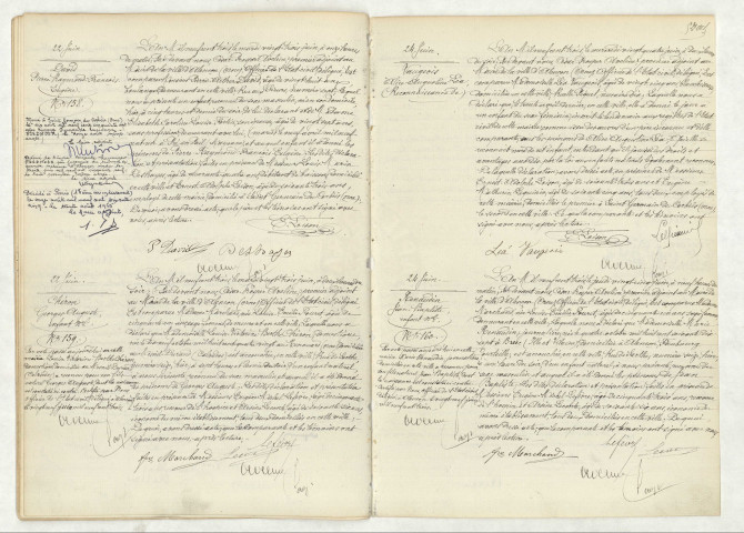 Acte de naissance de DAVID Pierre Raymond François (22 juin 1903),CHERON Georges Auguste (22 juin 1903),reconnaissance de VAUGEOIS Alice Augustine Léa (30 avril 1903),RENAUDIN Jean Baptiste (25 juin 1903).