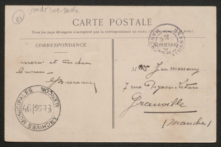 Condé-sur-Sarthe (Orne), environs d'Alençon, carrières de Beauséjour, carte postale ancienne noir et blanc n°63, M.C.F.L, Issy (Seine), sd, (14x9), acquisition 2021, AMA.