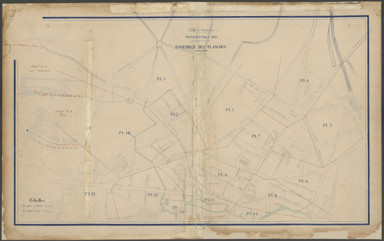 Alimentation en eau potable de la ville d'Alençon par la canalisation des eaux de sources de Launay : registre du réseau de distribution (service des Eaux) (1893) .