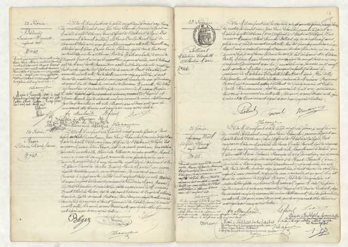 Acte de naissance de BODENES Lucienne Henriette enfant naturel (22 février 1906), acte de naissance de ROGER Ludivine Marie Jeanne (24 février 1906), acte de naissance de POLLIART Madeleine Elisabeth Albertine Marie (23 février 1906), acte de naissance de NOEL Alfred Henri (24 février 1906).