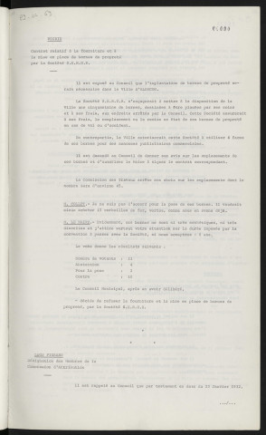 Voirie, contrat relatif à la fourniture et à la mise en place de bornes de propreté par la société S.E.R.U.R.