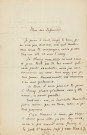 Lettre autographe signée de l'écrivain Alfred Edouard Touroude à l'acteur Adolphe Laferrière (sd).