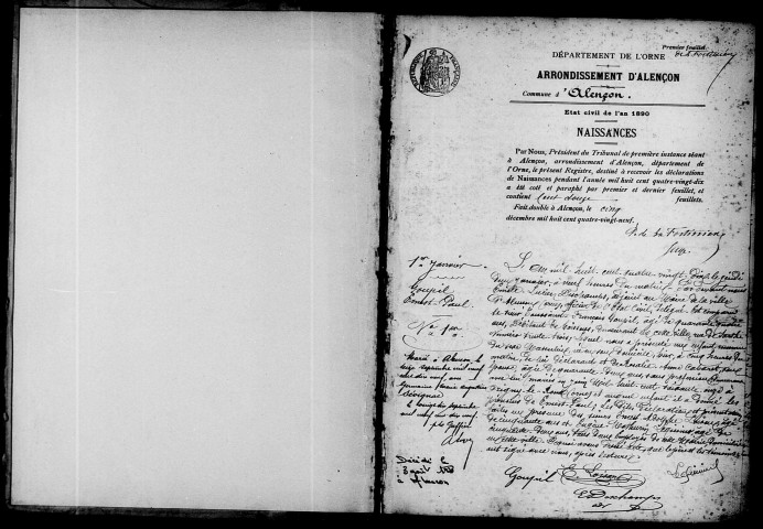 Registre des actes de naissance et adoption.