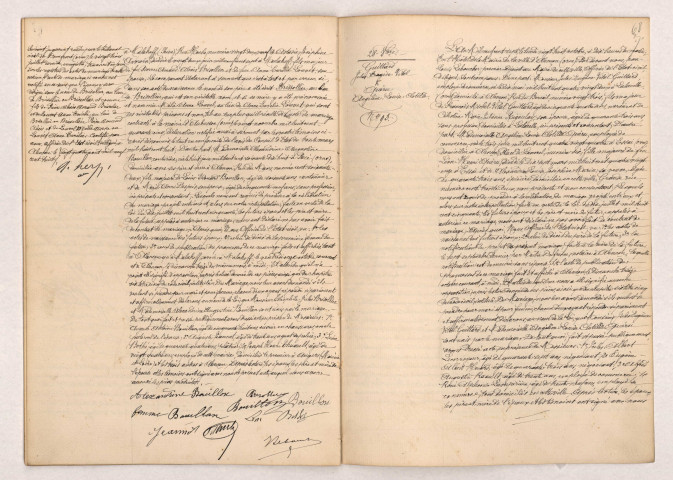 Acte de mariage de BRISSOLLIER BRISOLIER Théophile Jules et BOUILLON Alexandrine Augustine (26 Octobre 1907), GUITTARD Jules Eugène Vital et QUÉRU Angéline Louise Clotilde (28 Octobre 1907).