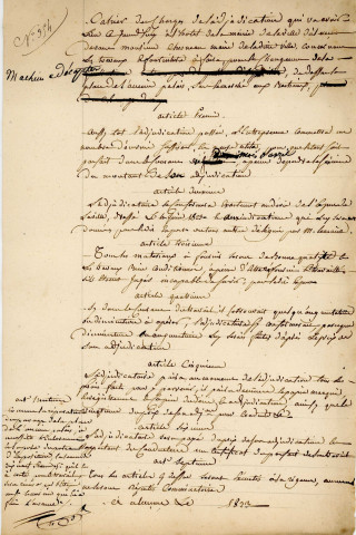 Changement du lieu destiné aux exécutions à morts et de l'exposition aux carcans (Place du Vieux Palais à la Place du Champ-du-Roi Montsort) : arrêtés, correspondance, cahier des charges.