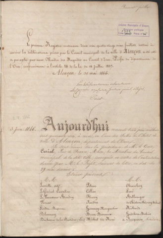Registre des délibérations du conseil municipal (03 juin 1846 - 31 octobre 1848)