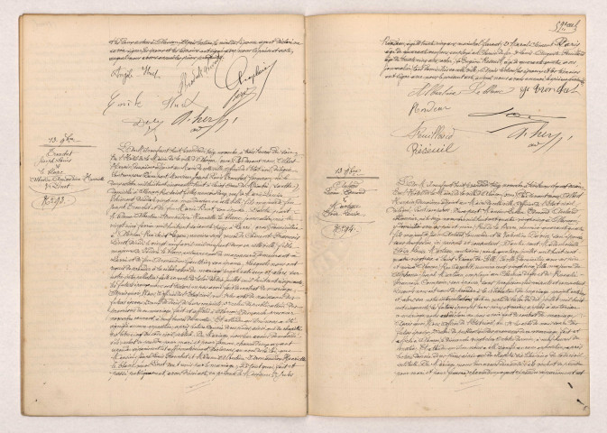 Acte de mariage de LECOURT Théodule Ernest Joseph et HUET Isaure Gabrielle Angèle (12 Octobre 1908), TRONCHET Joseph Louis et LE BLANC Albertine Armandine Henriette veuve LINOT (13 Octobre 1908), AULARD Lucien Edmond et MARTEAU Eloïse Louise (13 Octobre 1908).