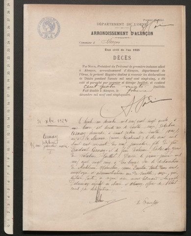 Registre des actes de décès (1925).