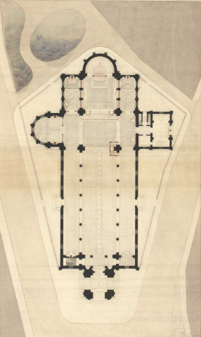 Église Saint Pierre de Montsort, plan, Coisel (éch: 1/100, 70 x 103 cm, 01/12/1875).