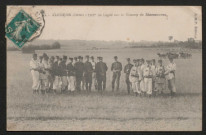 Alençon (Orne), caserne, 103e de ligne sur le champ de manœuvres, carte postale ancienne noir et blanc n°50, A.M.F éditeur, (Date d'utilisation : 24 août 1911), (14x9), AMA.