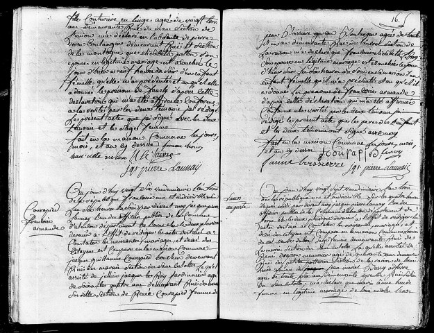 Acte de naissance de VERON Fanely (16 octobre 1794),acte de naissance de COURAPIED Françoise Armande (16 octobre 1794),acte de naissance de LANOS Auguste (16 octobre 1794).