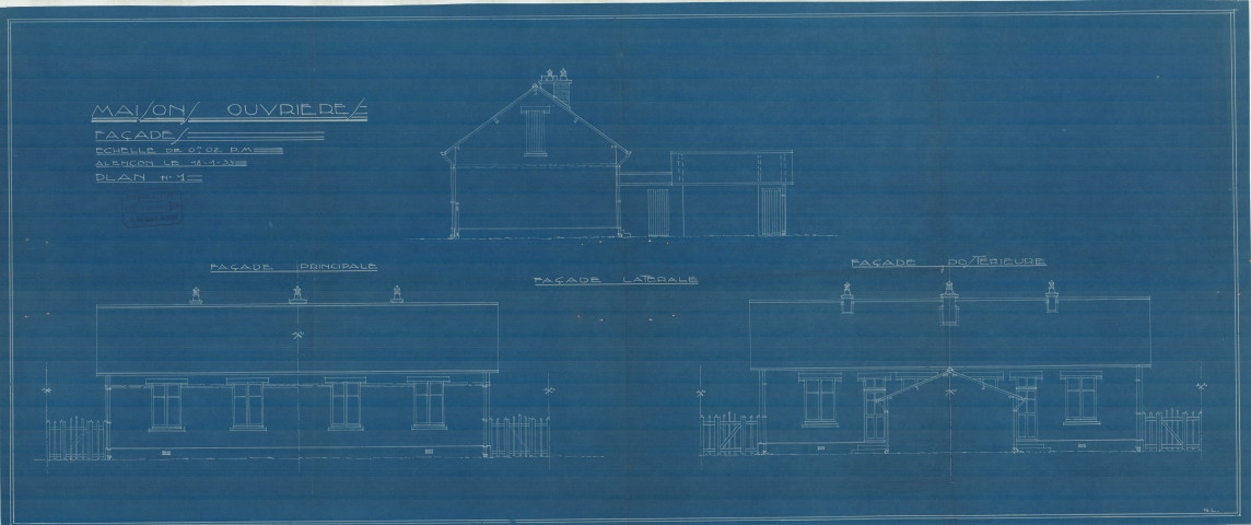 permis de construire n°3, Construction d'une maison ouvrière Rue Boucher de Perthes Alençon, (date de décision : 1933), (auteur du projet, architecte : MENOT (entrepreneur)).
