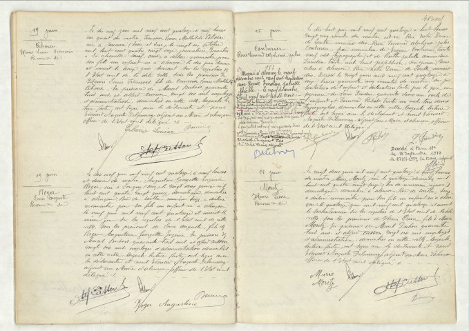 Reconnaissance de CIBOIRE Henri Louis François (19 juin 1914),reconnaissance de ROGER Louis Auguste (19 juin 1914),acte de naissance de COUTURIER René Fernand Alphonse Jules (18 juin 1914),reconnaissance de MORITZ Henri Pierre (22 juin 1914).
