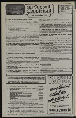 Alençon Notre Cité, journal d'information municipale et districale n°74 (décembre 1984).