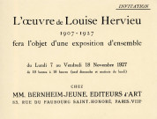 Exposition "L'œuvre de Louise Hervieu 1907-1927" (7 - 18 novembre 1927) à la galerie Bernheim-Jeune : catalogue, invitation.