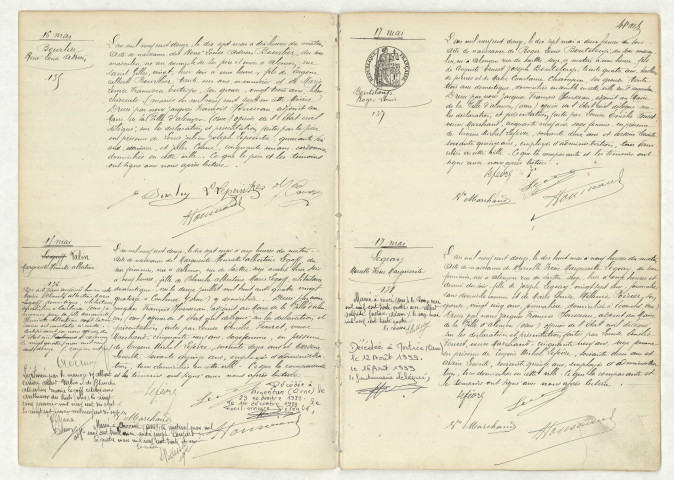 Acte de naissance de BOURLIER René Louis Adrien (16 mai 1912),acte de naissance de VALIN Marguerite Henriette Albertine (15 mai 1912),acte de naissance de BOUTELOUP Roger Louis (17 mai 1912),acte de naissance de LEGEAY Marcelle Irène Marguerite (17 mai 1912).
