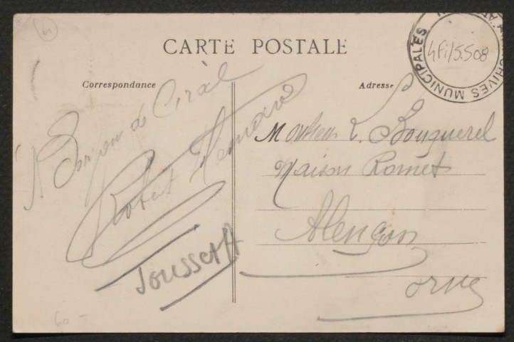 Ciral (Orne), La place, carte postale ancienne noir et blanc, (date d'utilisation : 01 mars 1914), (14x9), acquisition 2021, AMA.