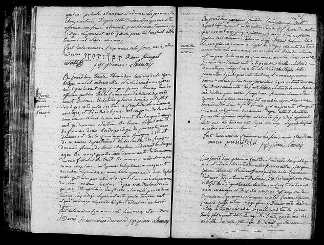Acte de naissance de MERCIER Chéri Martial (16 août 1794),acte de naissance de DENIS Louis Marin François (16 août 1794),acte de naissance de CORNEILLE Marie (18 août 1794),acte de naissance de GRAVELLE Pierre François (17 août 1794).