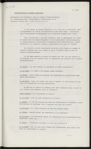 Représentation du Conseil Municipal, désignation d'un délégué au sein du conseil d'administration de l'association pour l'enseignement professionnel et la promotion sociale dans l'Orne, A.P.E.P.P.S.O.