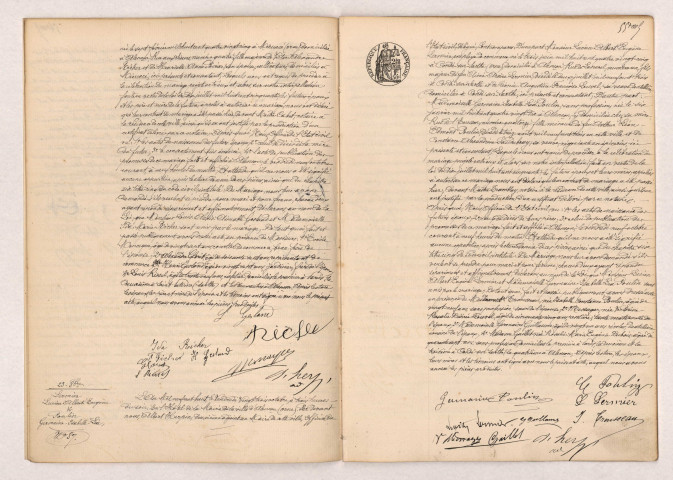 Acte de mariage de GESLAND Louis Alexis Aimable et RICHER Ida Marie (22 Octobre 1908), LERMIER Lucien Albert Eugène et POULIN Germaine Isabelle Léa (23 Octobre 1908).
