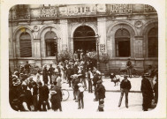 Alençon, Hôtel du Grand Cerf, rue Saint-Blaise, première réception de l'Automobile Club de France, photographie noir et blanc (1895).