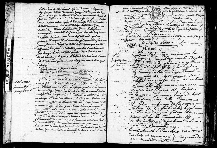 Acte de naissance de GRAVELLE Frédéric Jean François (6 octobre 1795),acte de naissance de LEROUX Hyacinthe Joséphine (7 octobre 1795),acte de naissance de FUSI Mathurin Jacques (6 octobre 1795).