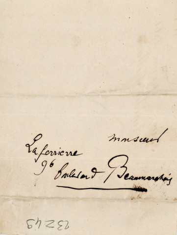 Lettre autographe signée de l'écrivain Amédée de Rolland à l'acteur Adolphe Laferrière [janvier 1861] .