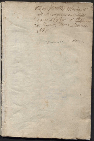 Paroisse Saint-Léonard, registre des mariages et inhumations (5 janvier 1668-21 décembre 1699).
