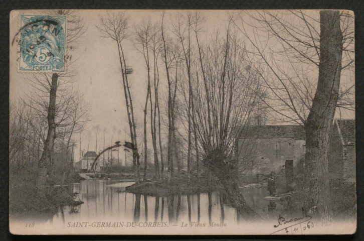 Saint-Germain-du-Corbeis (Orne),Le vieux moulin, carte postale ancienne noir et blanc n°118, N.D, phot, sd, (14x9), acquisition 2021, AMA.