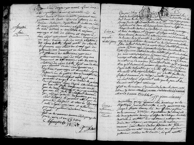 Acte de naissance de ALISSOT François Louis (31 mars 1794),acte de naissance de BRIERE Auguste Michel Pierre (31 mars 1794),acte de naissance de BRIERE Catherine Françoise Toinette (4 avril 1794).