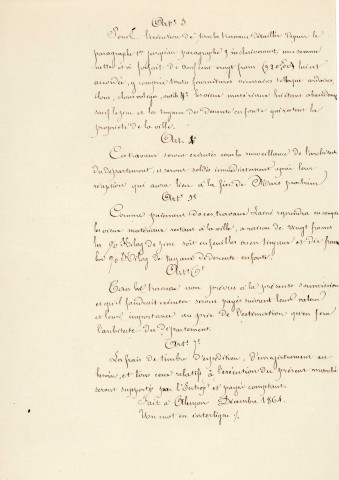 Couverture de la Halle au blé en fer et verre (1863-1864), travaux de couverture, de zinguerie, exécution : acte de soumission ; travaux de maçonnerie : certificat de réception.